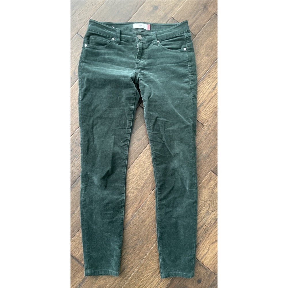 Cabi Dark Hunter Green Skinny Stretch Corduroy Pants Womens 6 Ankle Style 3743